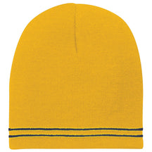 Two Tone Color Winter Short Stripe Beanie Hat