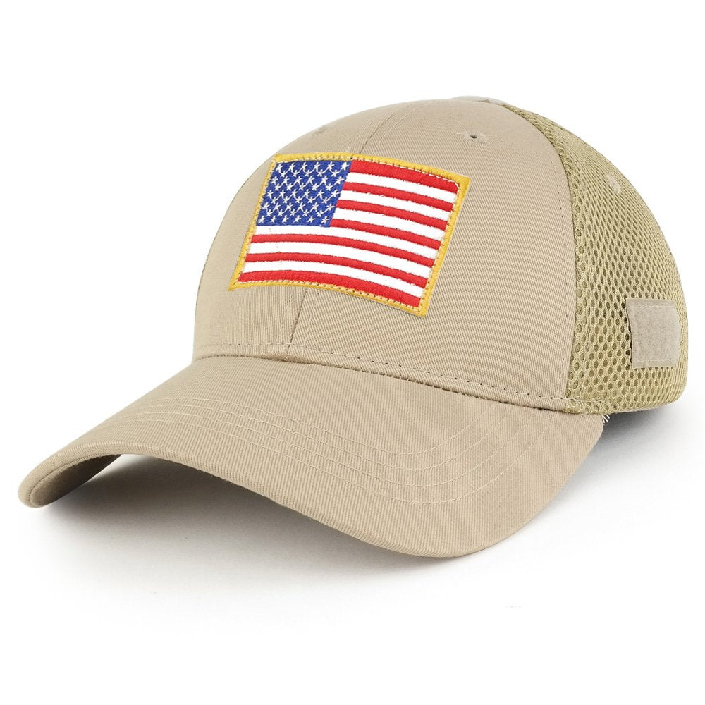 Armycrew USA Gold American Flag Embroidered Patch Low Crown Adjustable Tactical Mesh Cap
