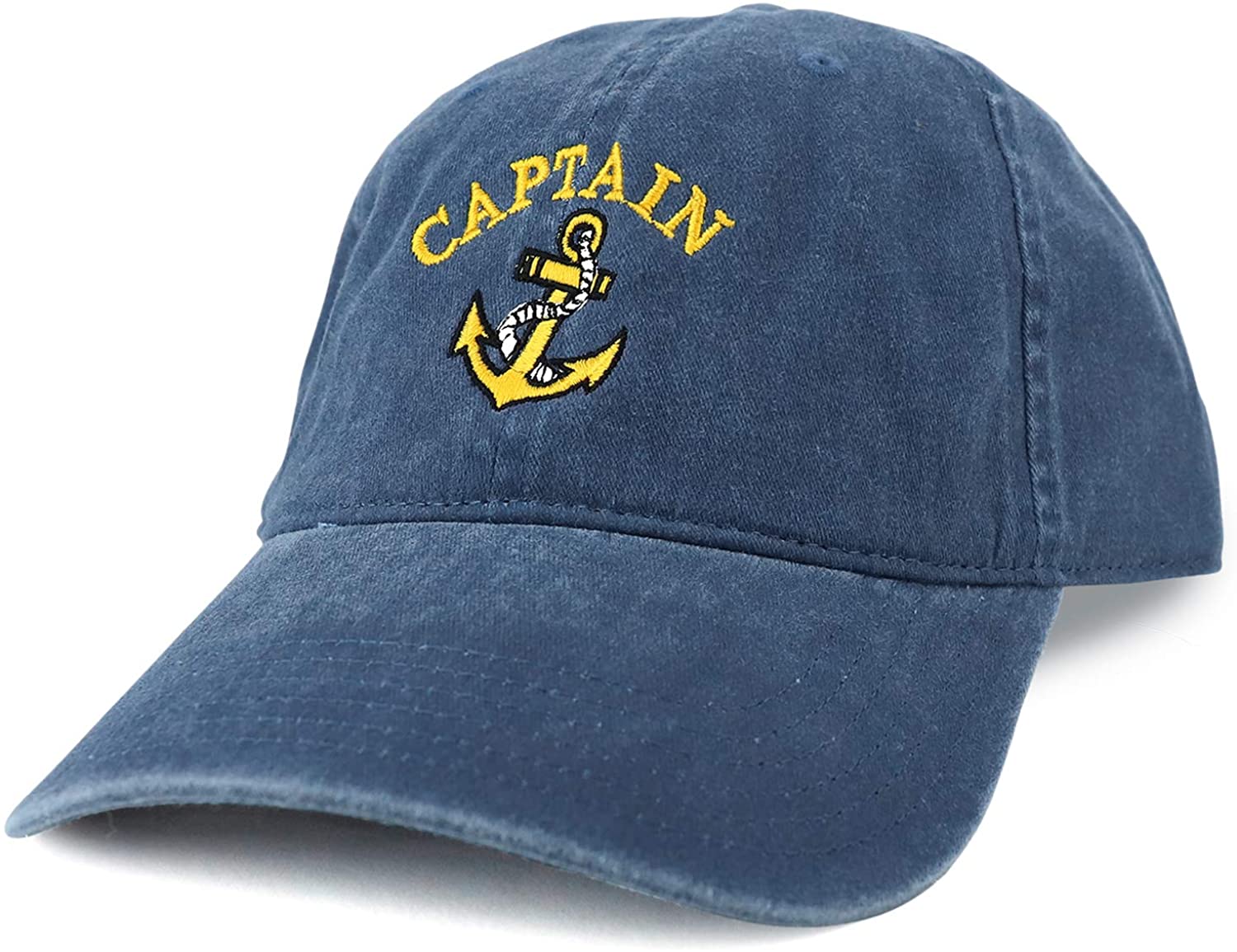 Captain Anchor Logo Embroidered Pigment Dyed 100% Cotton Cap