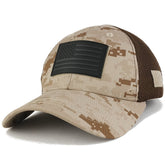 Armycrew US American Flag Black 3-D Rubber Tactical Patch Low Crown Adjustable Mesh Cap