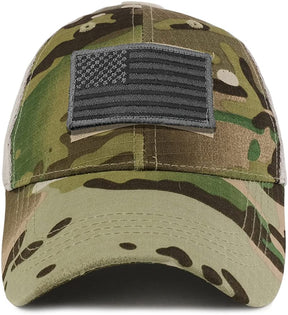 Armycrew USA Grey Flag Tactical Patch Cotton Adjustable Trucker Cap