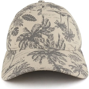 Armycrew Tropical Floral Printed Polo Style Adjustable Unstructured Baseball Cap - Stone