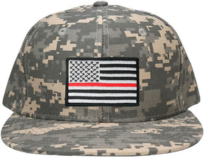 Armycrew Flat Bill Digital Camo American Flag Patch Snapback Cap - ACU - Black Grey