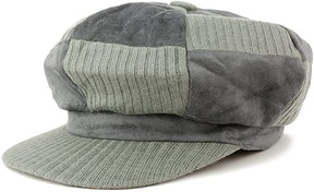 Armycrew Knit Suede Checker Pattern Newsboy Cap