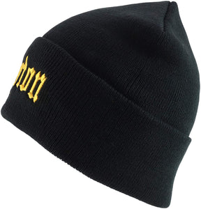 Armycrew Old English Font City Names Embroidered Cuff Long Beanie Hat