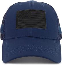 Armycrew US American Flag Black 3D Rubber Tactical Patch Trucker Mesh Back Cap