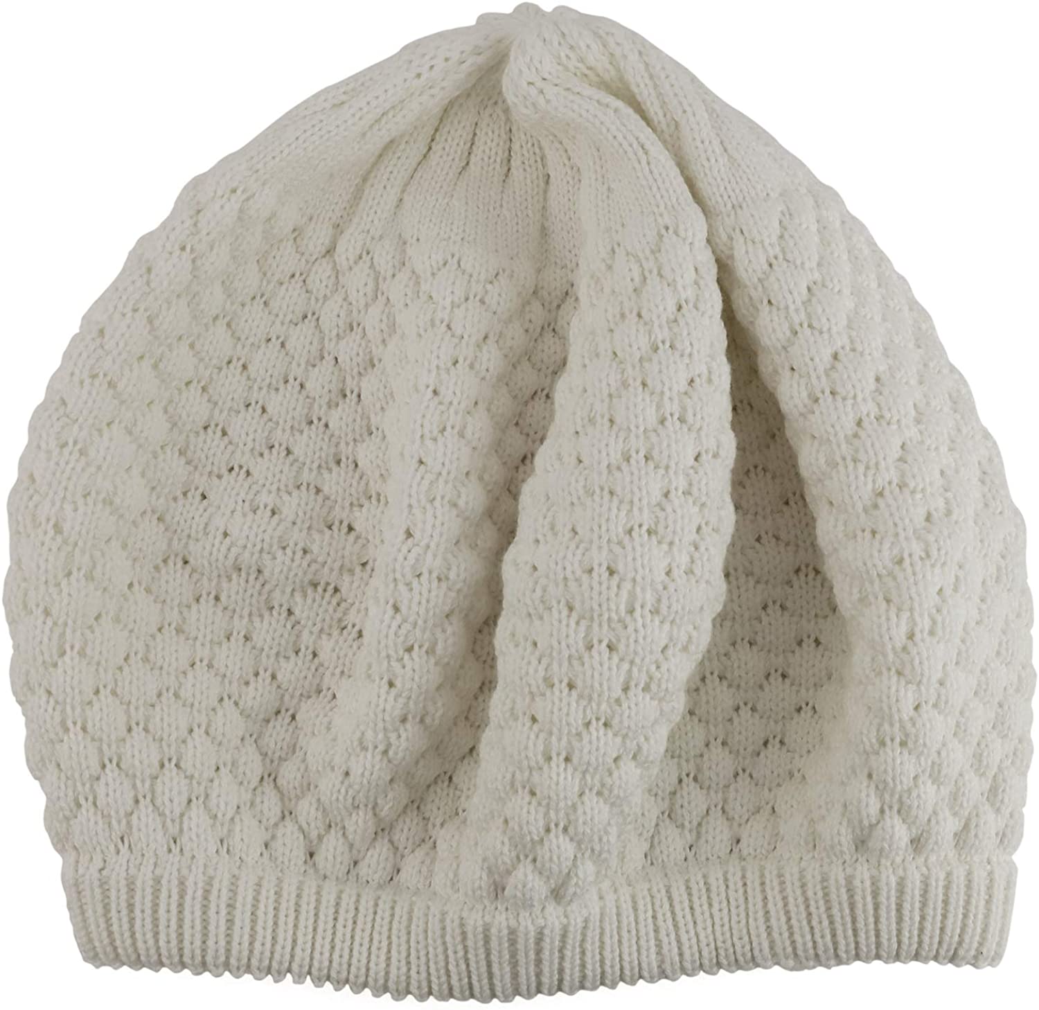 Armycrew Deep Crown Knitted Big Skull Rasta RGY Beanie Hat Fits Up to 2XL - White