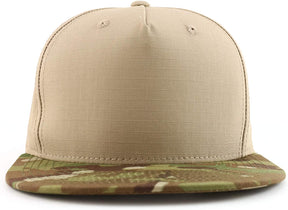 Armycrew 5 Panel Flat Bill Ripstop Authentic Multicam Snapback Baseball Cap