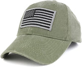 Armycrew USA American Flag Embroidered Subdued Grey Tactical Patch with Adjustable Operator Cap