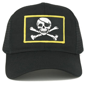 Jolly Rogers Military Skull Embroidered Iron on Patch Adjustable Mesh Trucker Cap