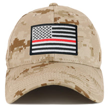 Armycrew Thin Red Line 2 American Flag Patch Camouflage Structured Baseball Cap - DES
