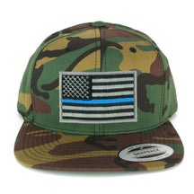Flexfit Patriotic American Flag Patch Flat Bill Snapback Cap - Camo
