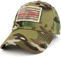 Armycrew USA Desert Digital Thin Red Flag Tactical Patch Cotton Adjustable Baseball Cap