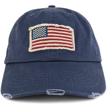 Armycrew Washed Frayed Bill USA American Flag Cotton Twill Baseball Cap