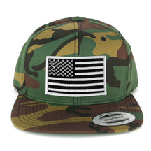 Flexfit Patriotic American Flag Patch Flat Bill Snapback Cap - Camo