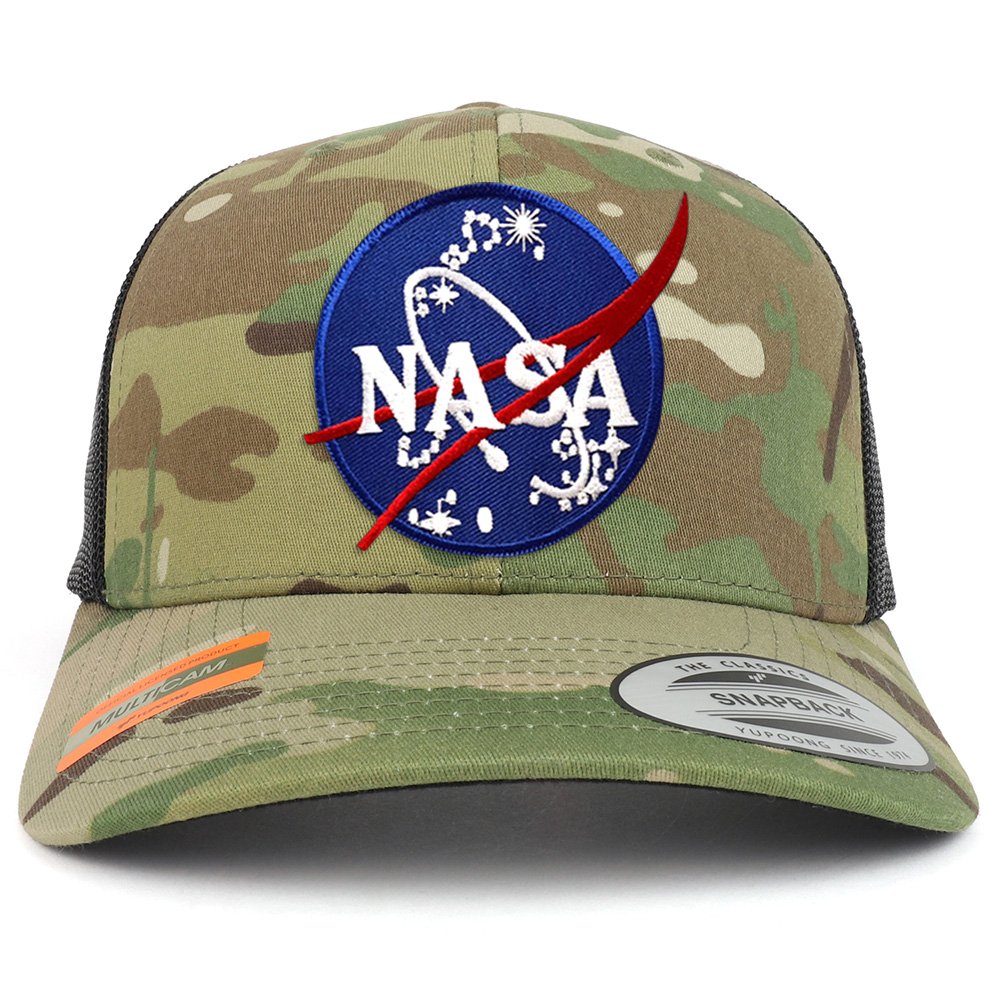 Armycrew NASA Insignia Patch Camouflage Structured Trucker Mesh Baseball Cap