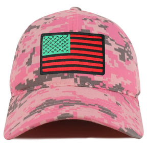 Armycrew Red Green Black American Flag Embroidered Patch Camo Baseball Cap - PKD