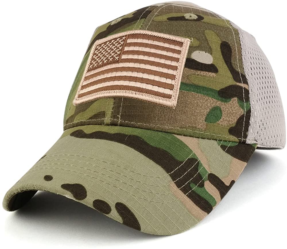 Armycrew USA American Flag Desert Embroidered Tactical Patch with Mesh Operator Cap