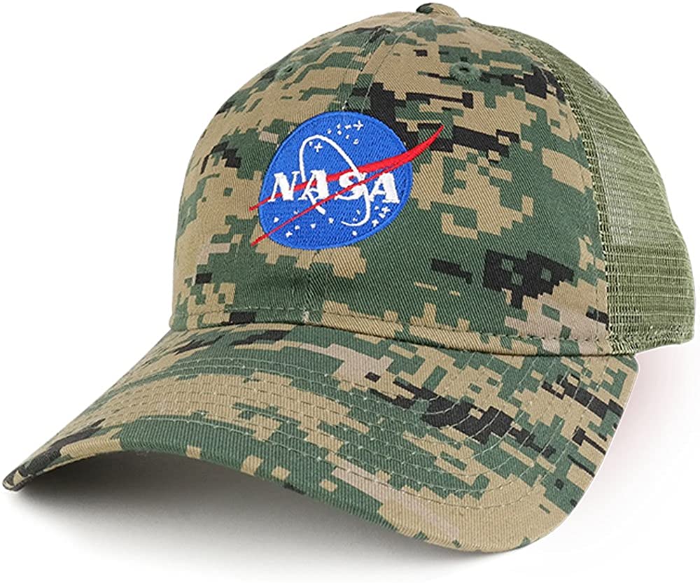Armycrew Low Profile Unstructured NASA Insignia Embroidered Camo Mesh Trucker Cap