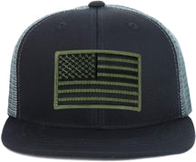 Armycrew Youth Kid's Olive American Flag Patch Flat Bill Snapback Trucker Cap