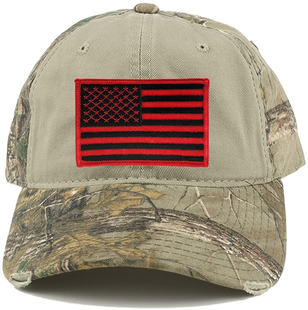 US American Flag Patch Mossy Oak Realtree Camo Adjustable Cap - Khaki