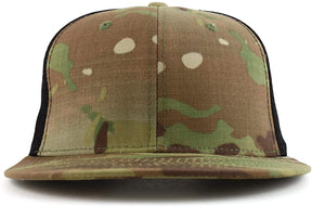 Armycrew 6 Panel Flatbill Ripstop Authentic Multicam Mesh Back Snapback Cap