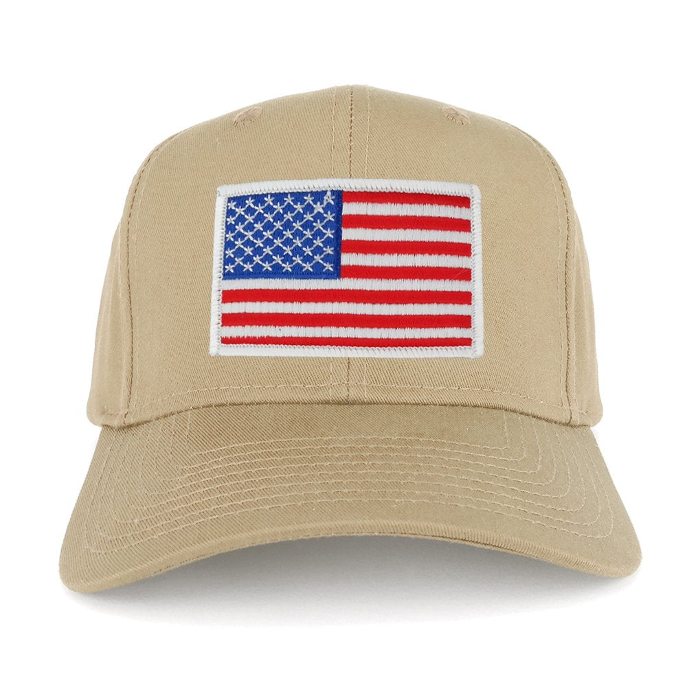 Armycrew XXL Oversize White USA American Flag Patch Solid Baseball Cap