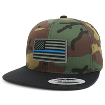 Armycrew Assorted USA Patch Two Tone Camo Black Flatbill Snapback Baseball Cap