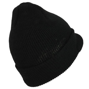 Armycrew Made in USA Government Issue Wool Ribbed Visor Beanie Cap - Black