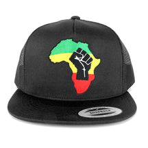 Armycrew Flexfit RGY Fist Africa Map Patch 5 Panel Flatbill Mesh Snapback Cap