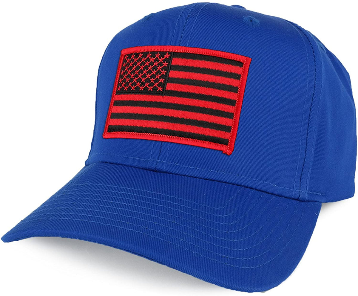 Armycrew XXL Oversize Black Red USA American Flag Patch Solid Baseball Cap