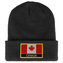 Armycrew Canada Flag Embroidered Patch Winter Ribbed Cuffed Knit Beanie