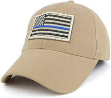 Armycrew USA Stone Thin Blue Flag Tactical Patch Cotton Adjustable Baseball Cap
