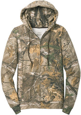 Mens Outdoor Tree Camo Warm Full-Zip Hooded Sweatshirt
