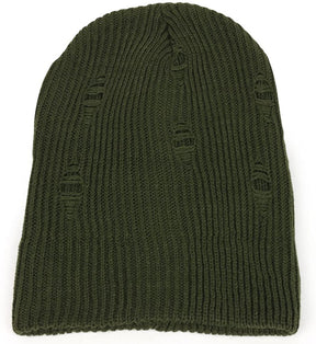 Armycrew Vintage Frayed Pattern Knit Deep Slouchy Beanie