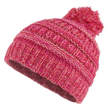 Armycrew Kids Cold Weather Multi Color Knit Beanie Hat with Pom Pom - HOT Pink White