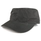 Garment Washed Cotton Twill with Heavy Stitching Flat Top Military Cap