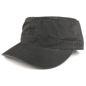 Garment Washed Cotton Twill with Heavy Stitching Flat Top Military Cap