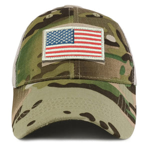 Armycrew USA White Flag Tactical Patch Cotton Adjustable Trucker Cap