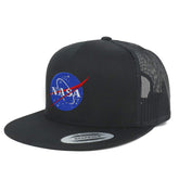 Armycrew Flexfit Oversize XXL NASA Insignia Logo Embroidered 5 Panel Flatbill Snapback Mesh Cap
