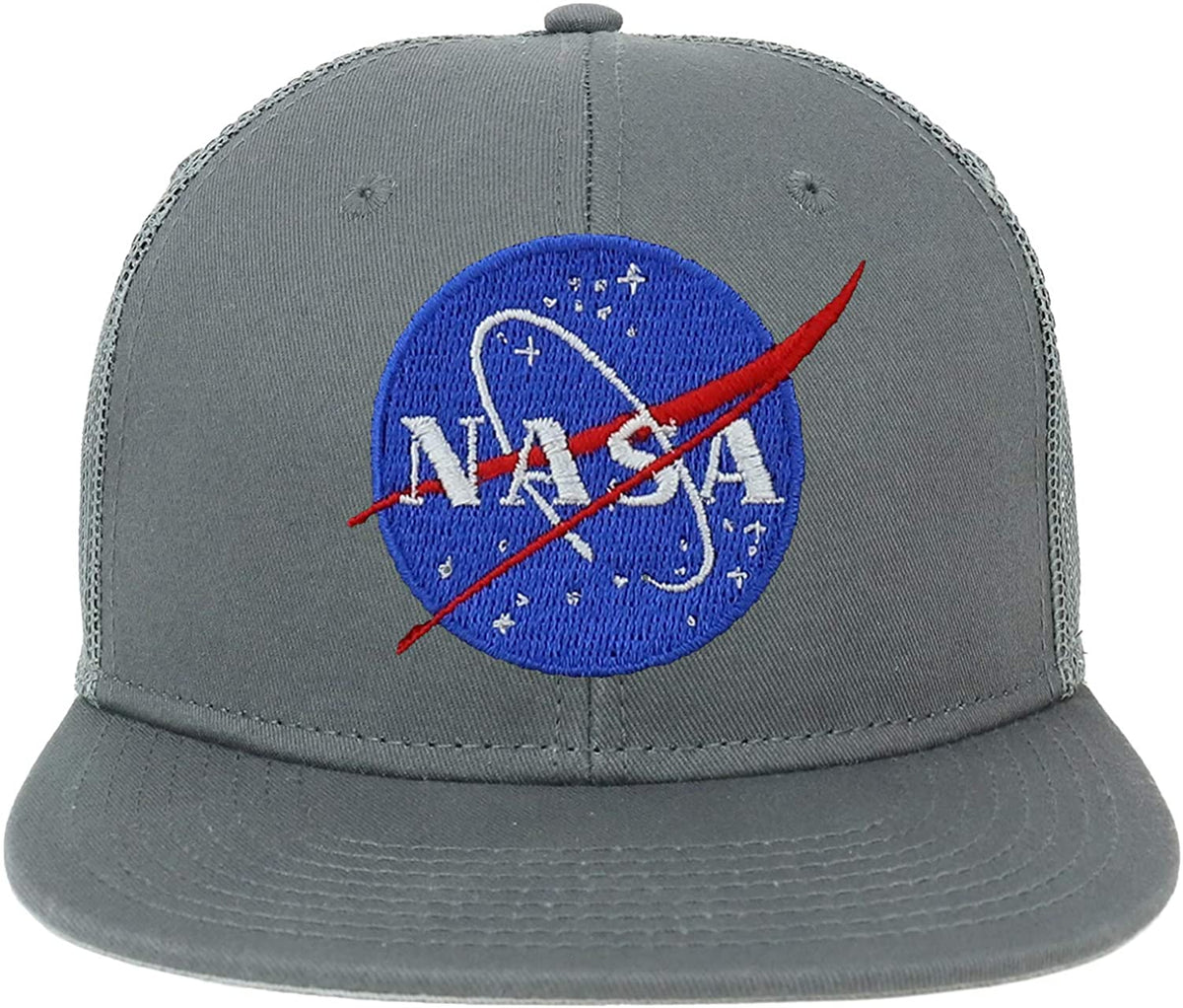 Armycrew Oversize XXL NASA Insignia Logo Patch Flatbill Mesh Snapback Cap - Navy - 2XL