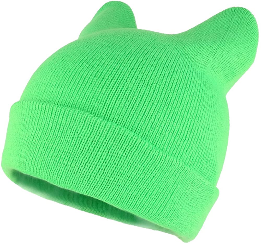 Pussyhat Women's Warm Cat Ear Folded Beanie Hat - Black