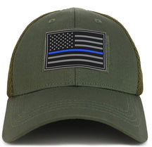 Armycrew Thin Blue Line American Flag 3D Rubber Tactical Patch Air Mesh Flex Cap