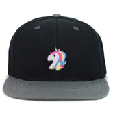 Armycrew Youth Kid's Unicorn Patch Flat Bill Snapback 2-Tone Baseball Cap