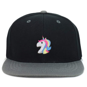 Armycrew Youth Kid's Unicorn Patch Flat Bill Snapback 2-Tone Baseball Cap