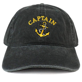 Captain Anchor Logo Embroidered Pigment Dyed 100% Cotton Cap