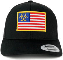 Armycrew Biohazard Yellow American Flag Embroidered Patch Mesh Back Trucker Cap