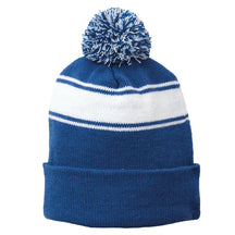 Armycrew Two Tone Stripe Acrylic Winter Pom Pom Beanie Hat