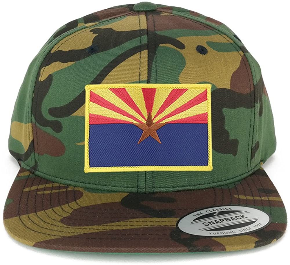 Flexfit Arizona Home State Flag Embroidered Iron on Patch Flat Bill Snapback Cap - CAMO