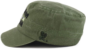 Armycrew Vietnam Veteran Ribbon Embroidered Washed Pigment Dyed Flat Top Cap - Olive